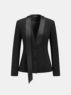 Satin Tie Detail Tuxedo Blazer