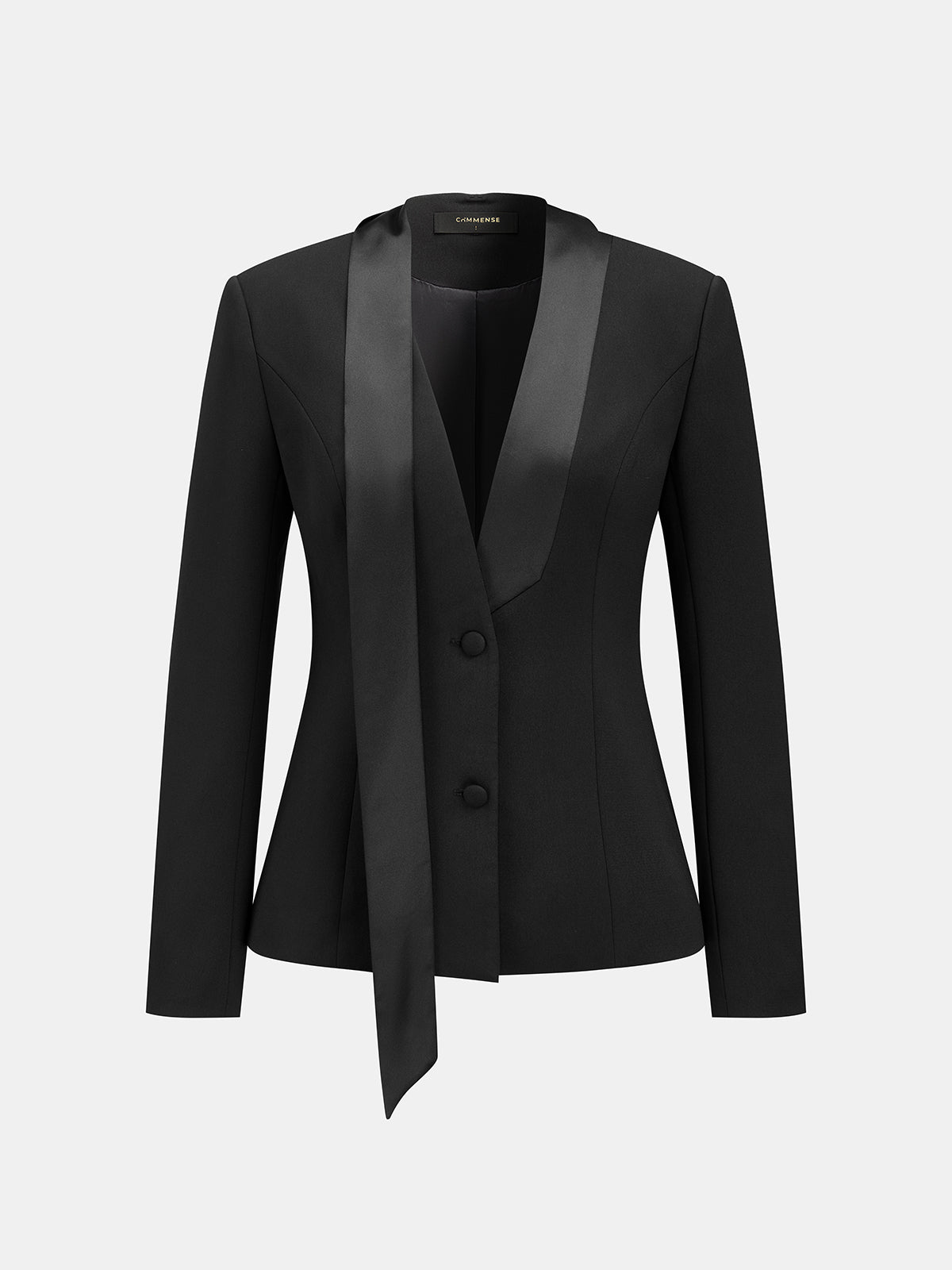 Satin Tie Detail Tuxedo Blazer