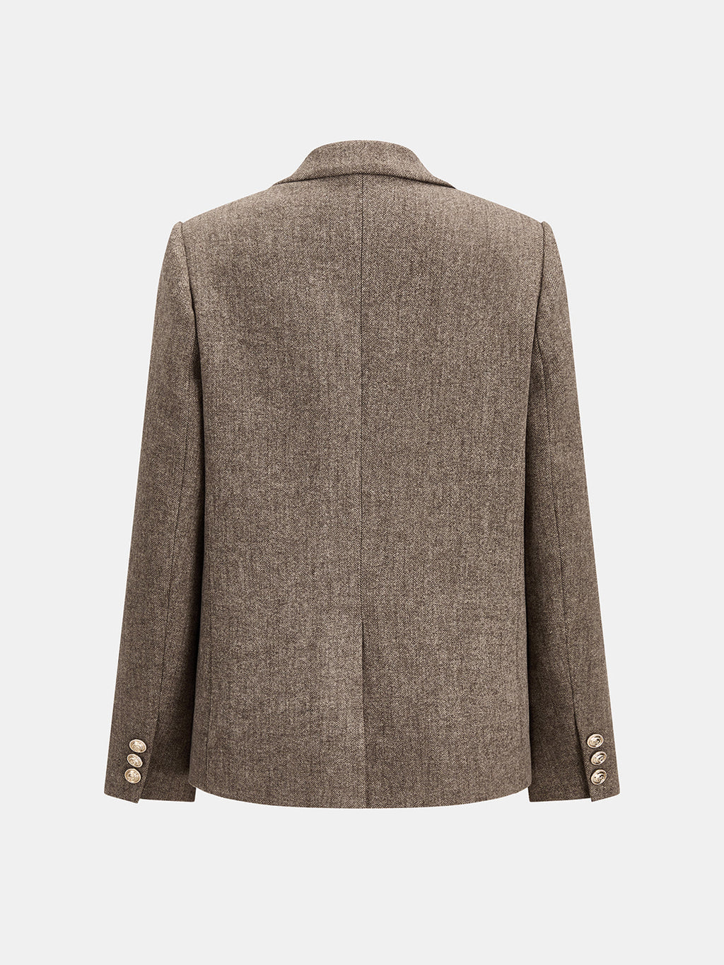 Herringbone Single Button Wool Blend Blazer
