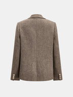Herringbone Single Button Wool Blend Blazer
