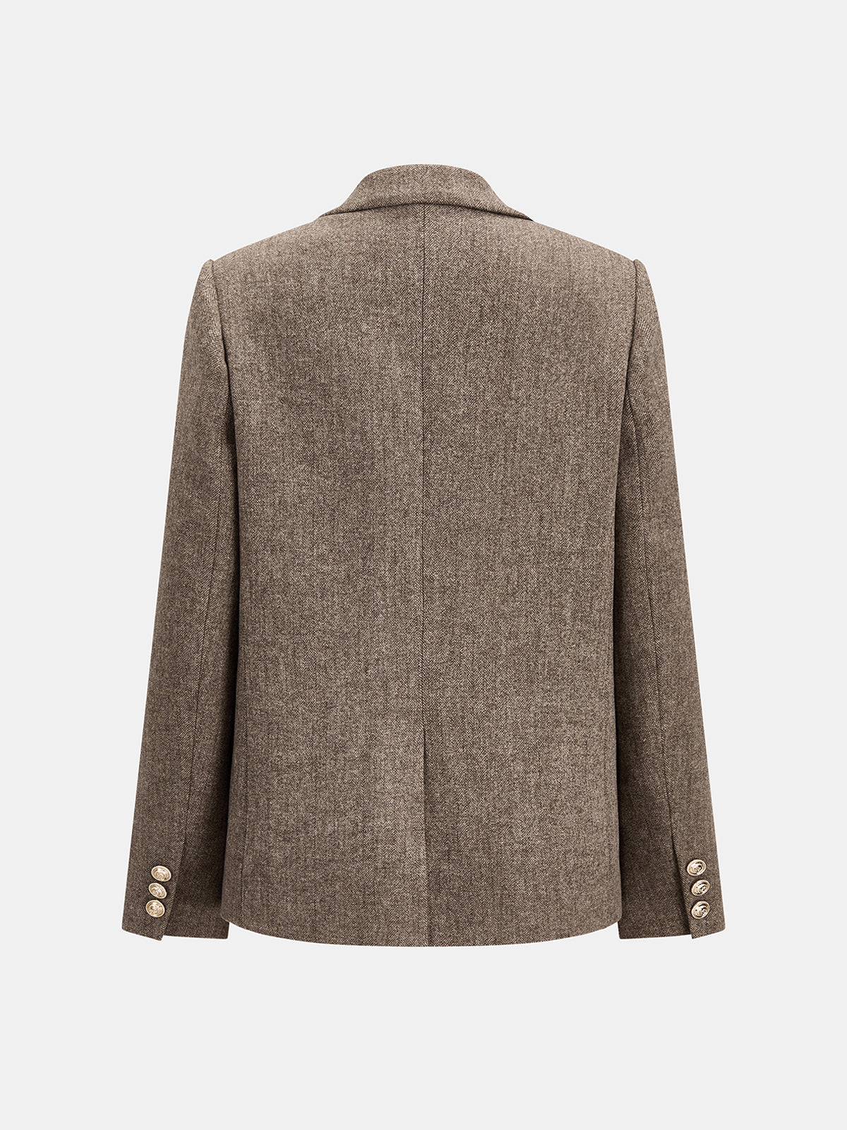 Herringbone Single Button Wool Blend Blazer