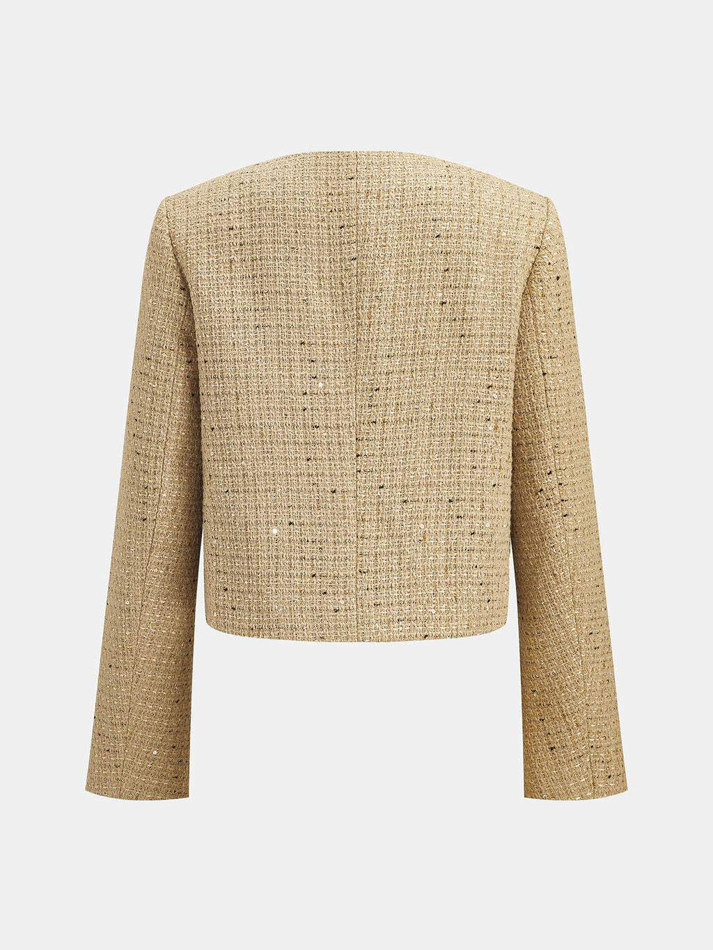 Scallop Edge Sequin Tweed Cropped Jacket