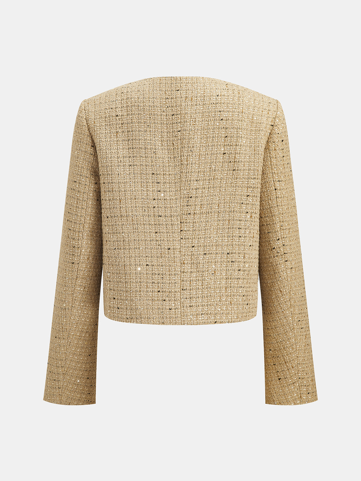 Scallop Edge Sequin Tweed Cropped Jacket