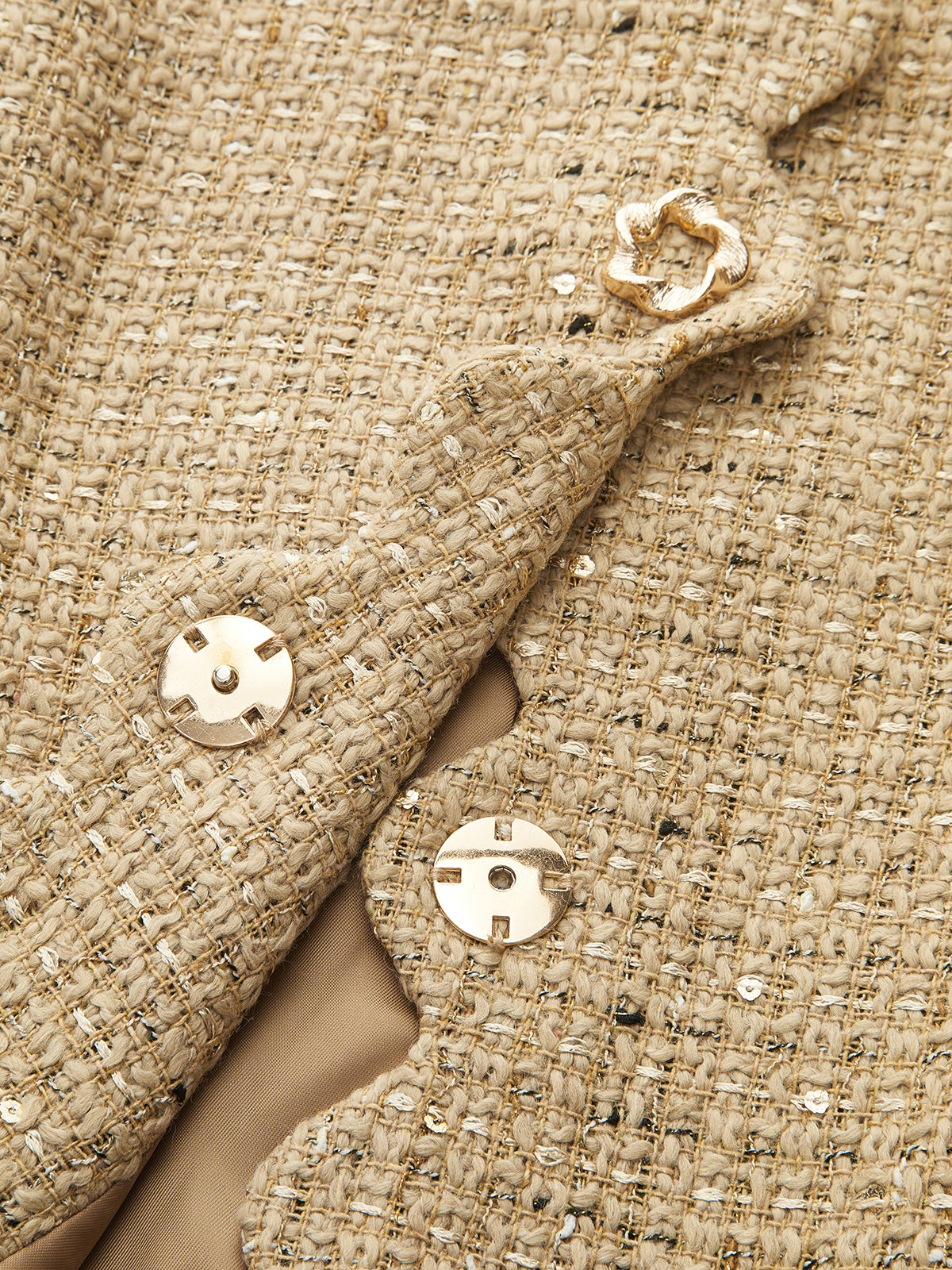 Scallop Edge Sequin Tweed Cropped Jacket