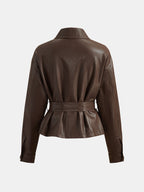 Belted Faux Leather Utility Jacket