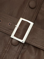 Belted Faux Leather Utility Jacket