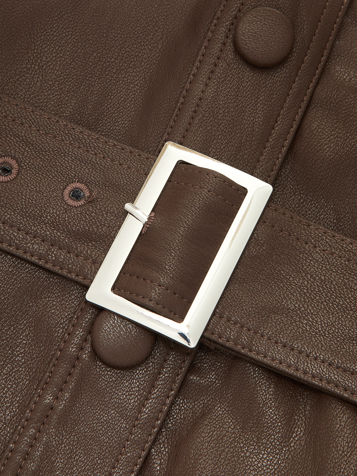 Belted Faux Leather Utility Jacket