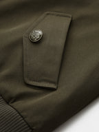 Corduroy Collar Zip Front Bomber Jacket