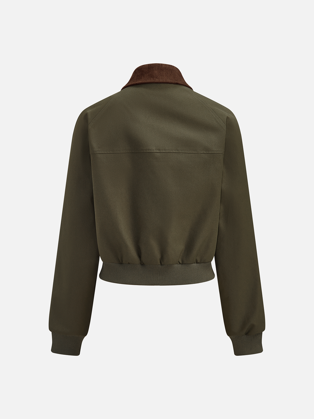 Corduroy Collar Zip Front Bomber Jacket