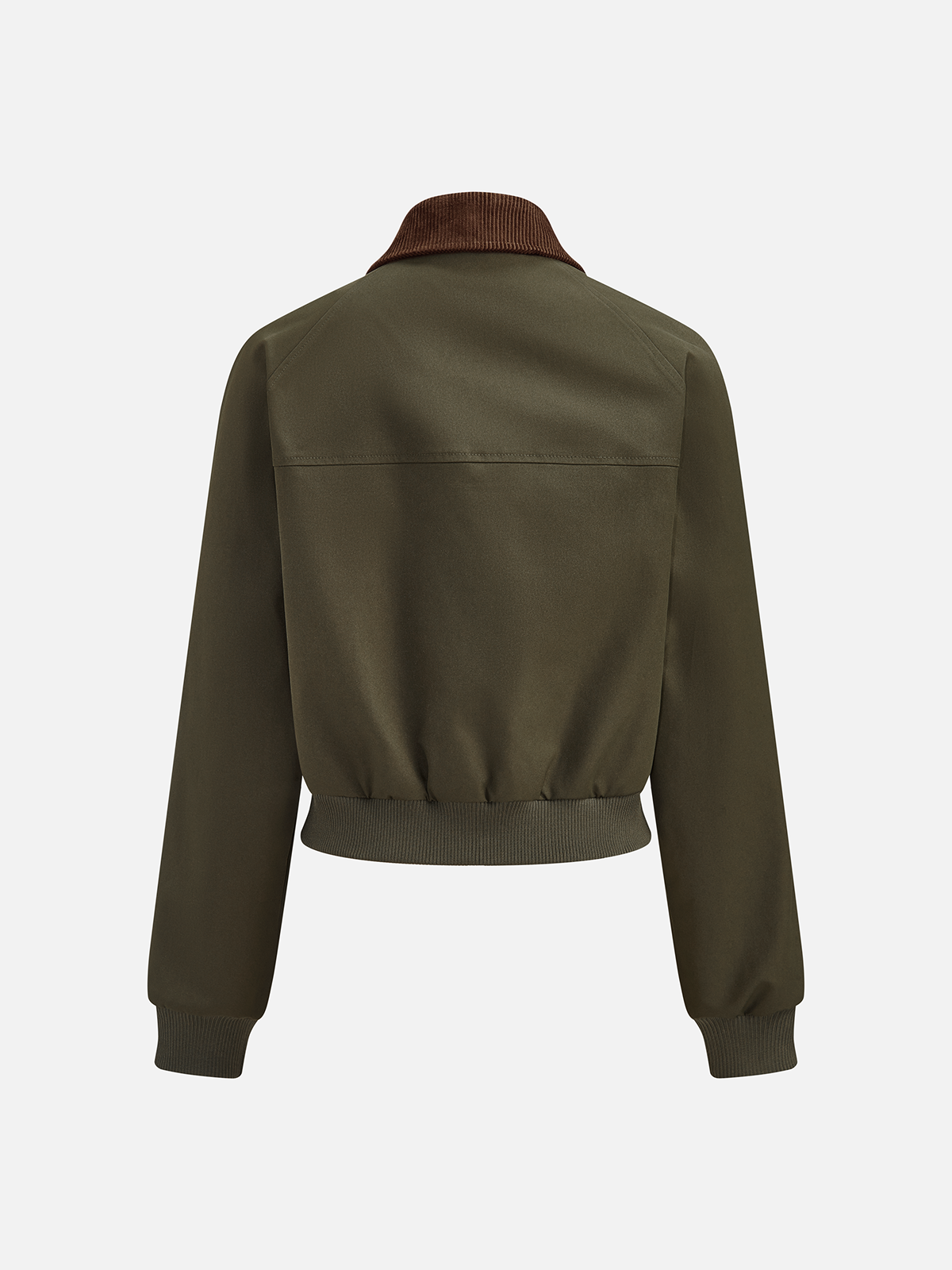 Corduroy Collar Zip Front Bomber Jacket