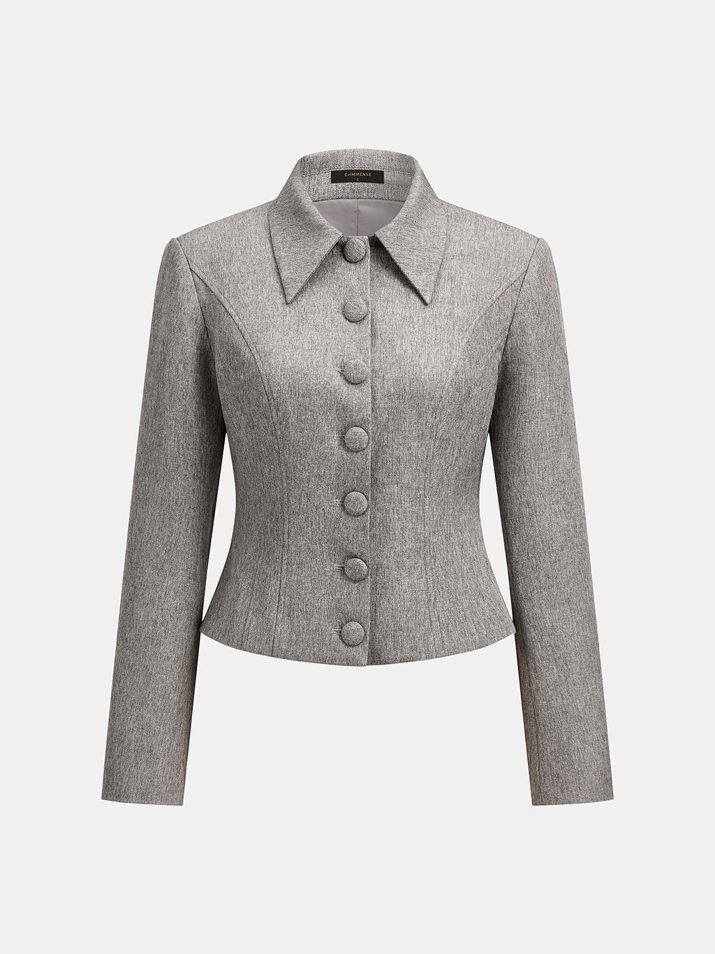 Tailored Button‑Front Collared Blazer