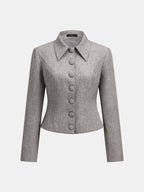 Tailored Button‑Front Collared Blazer