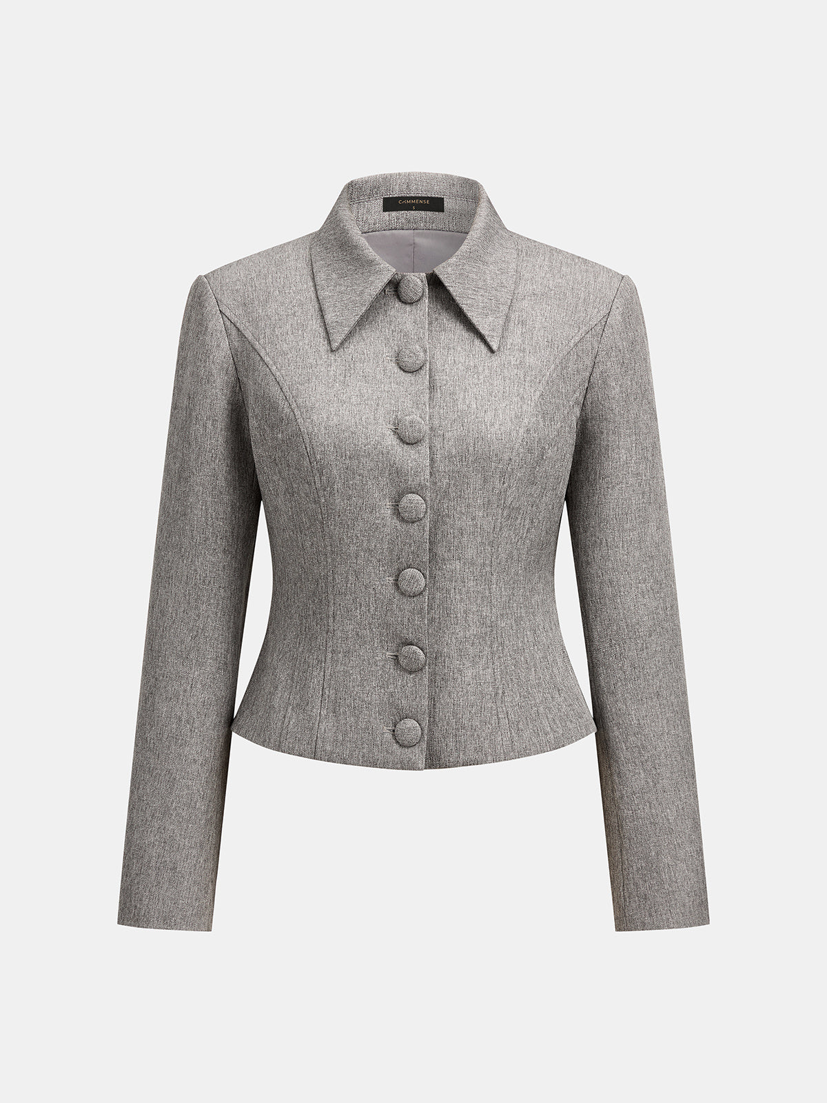 Tailored Button‑Front Collared Blazer