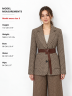 Houndstooth Split Blazer With Belt