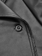Faux‑Leather Puff‑Sleeve Asymmetric Tailored Jacket