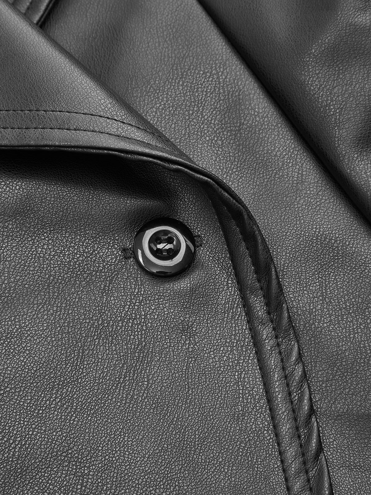 Faux‑Leather Puff‑Sleeve Asymmetric Tailored Jacket