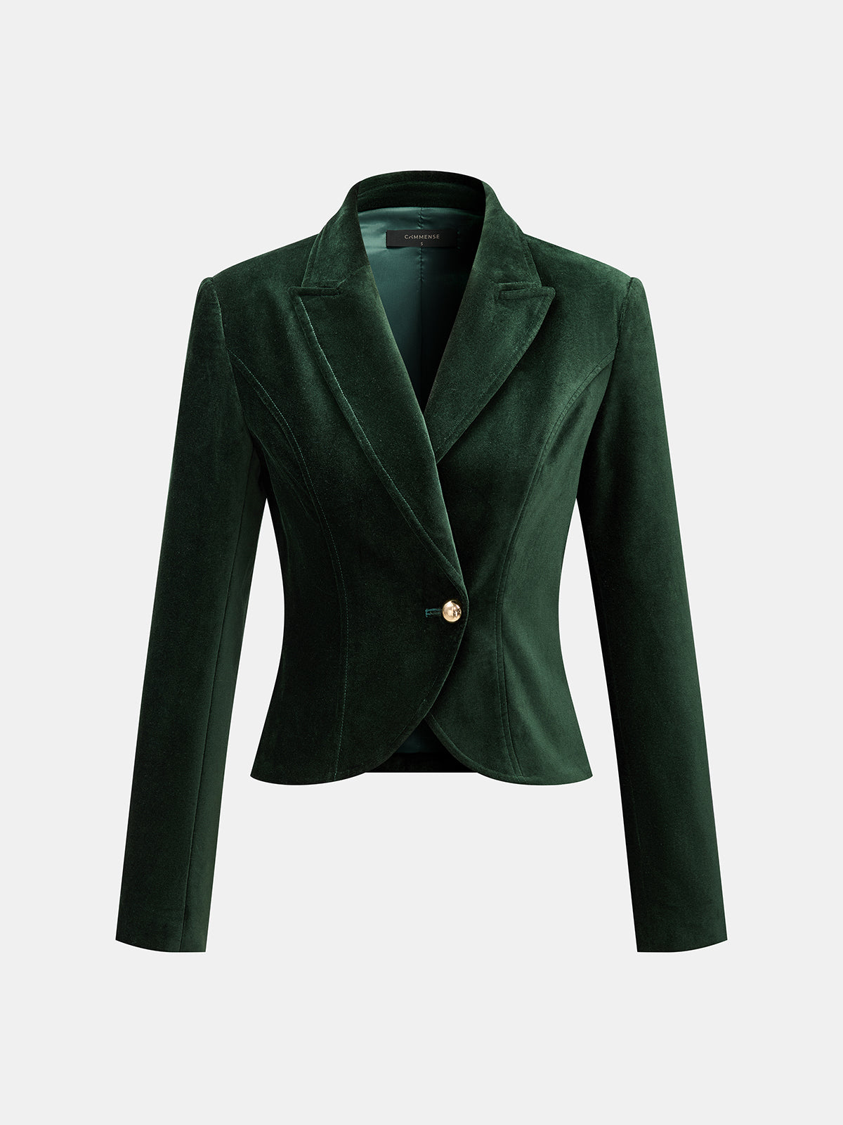 Single Metal Button Velvet Blazer
