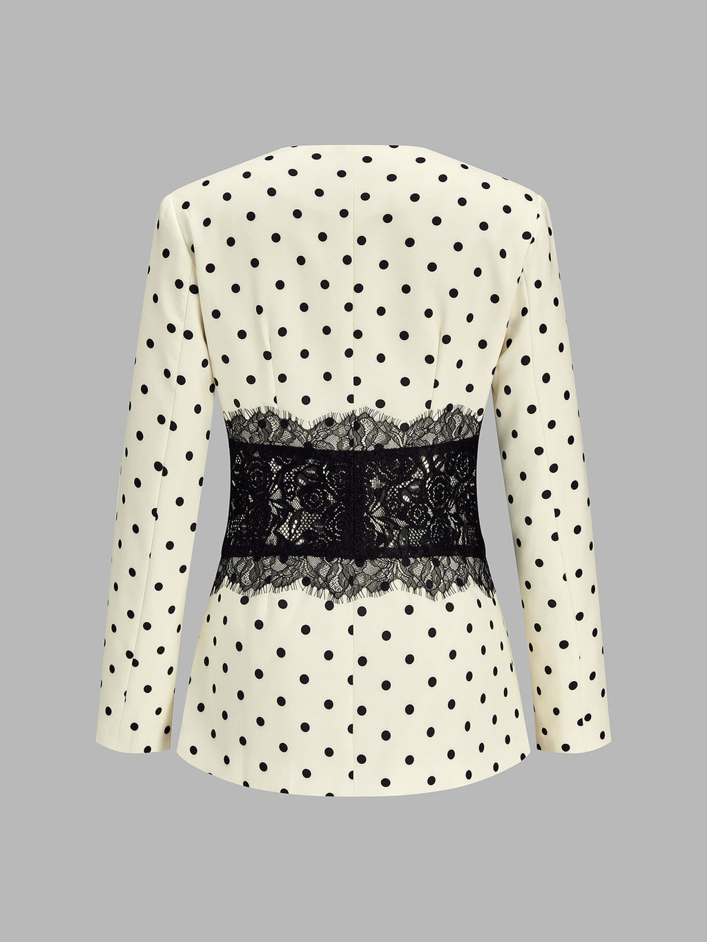 Polka‑Dot Lace Spliced Blazer