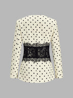 Polka‑Dot Lace Spliced Blazer