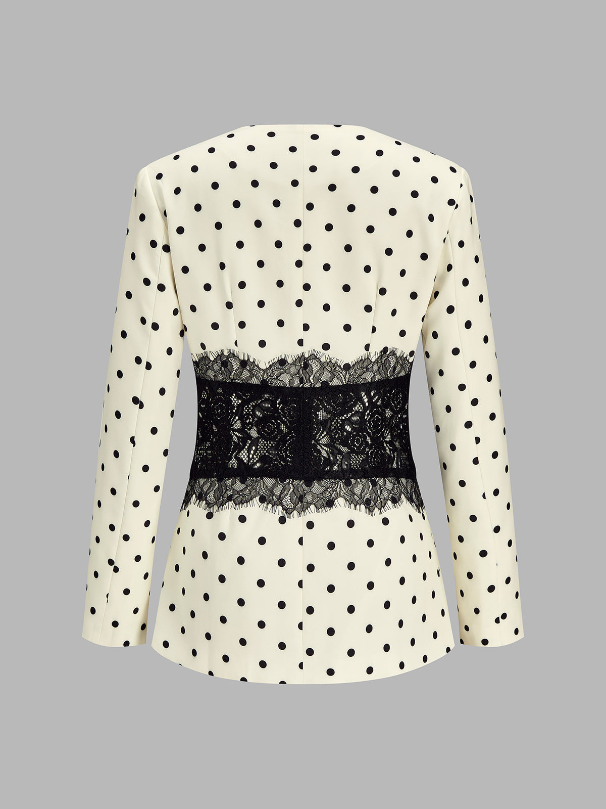 Polka‑Dot Lace Spliced Blazer