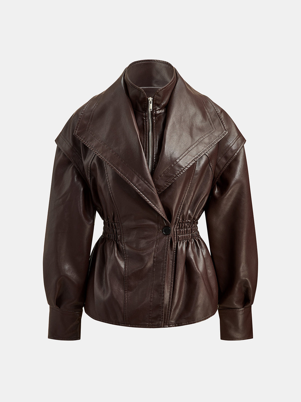 Cinched Faux Leather Jacket