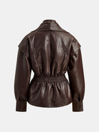 Cinched Faux Leather Jacket