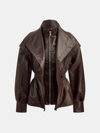 Cinched Faux Leather Jacket