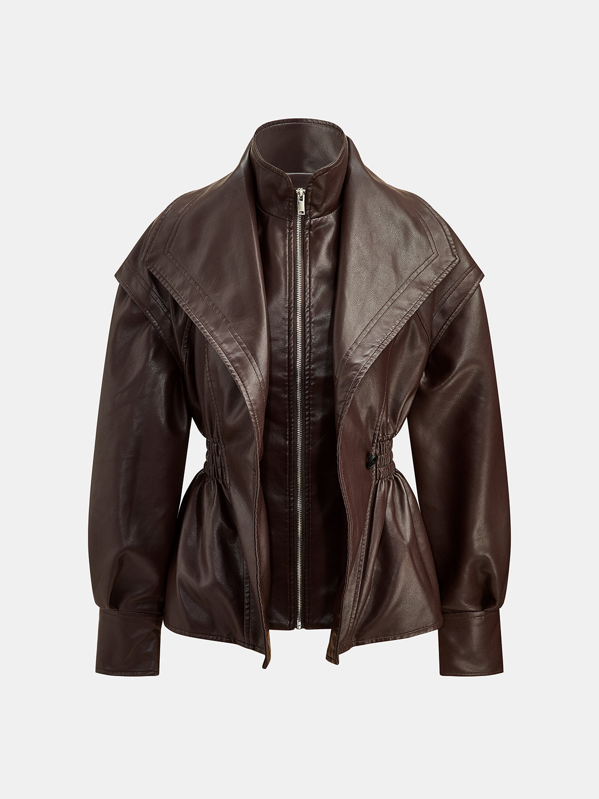 Cinched Faux Leather Jacket