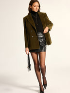 Loose Fit Double‑Breasted Velvet Blazer