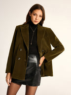 Loose Fit Double‑Breasted Velvet Blazer