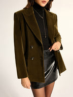 Loose Fit Double‑Breasted Velvet Blazer