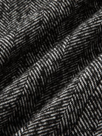 Herringbone Double Breasted Wool Blend Blazer
