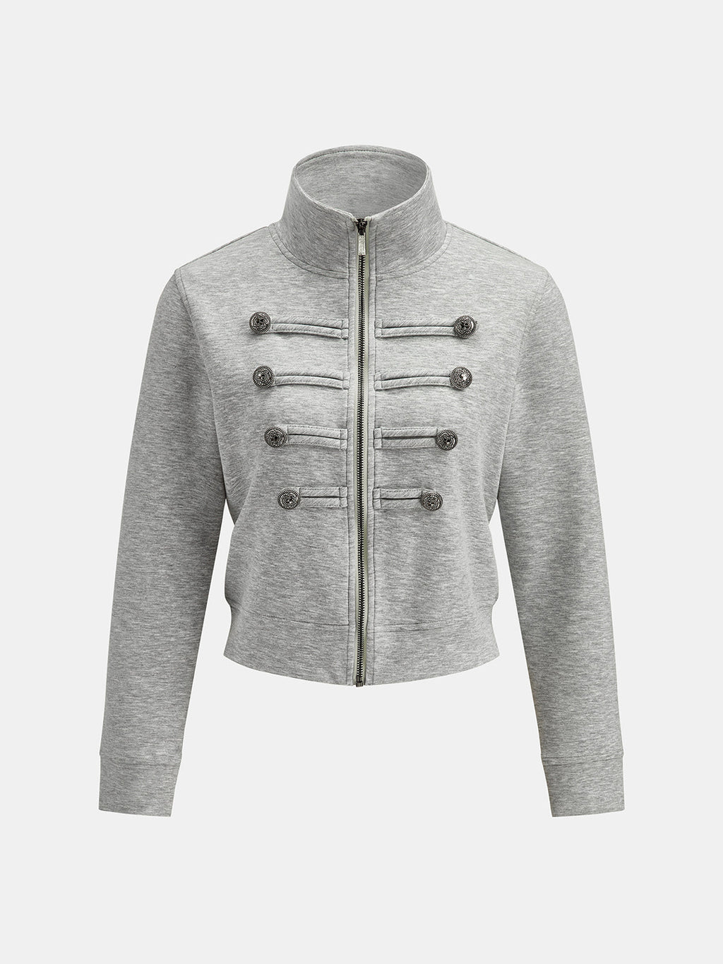 Button Detail Zip-Up Jacket