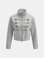 Button Detail Zip-Up Jacket