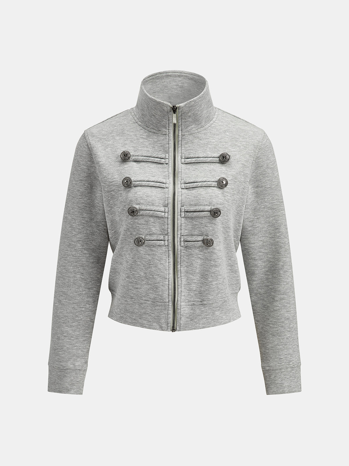Button Detail Zip-Up Jacket