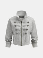 Button Detail Zip-Up Jacket