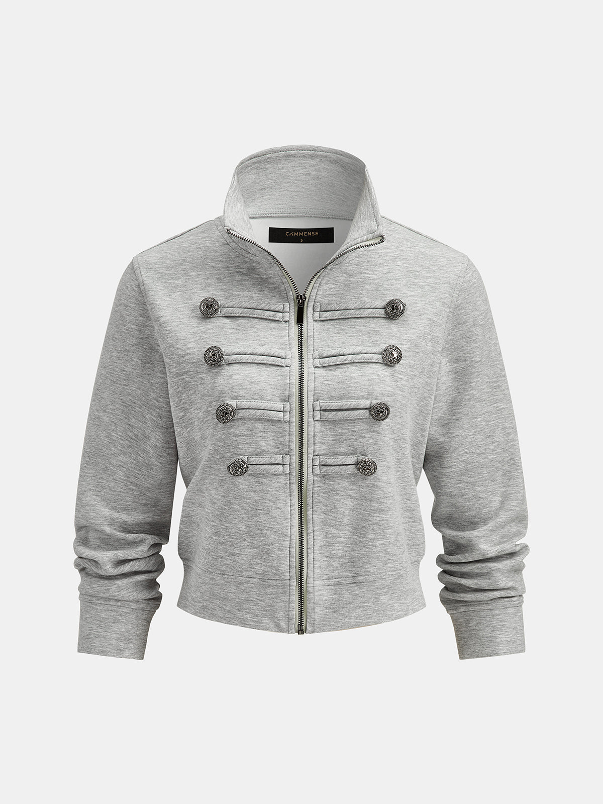 Button Detail Zip-Up Jacket