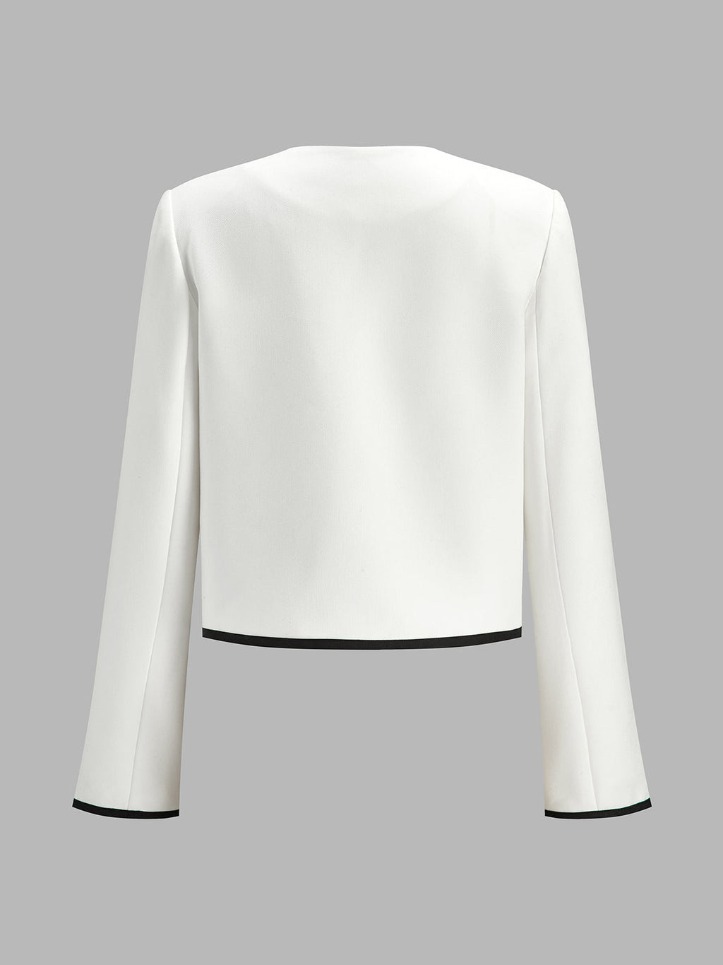 Contrast Trim Diagonal Button Cropped Blazer