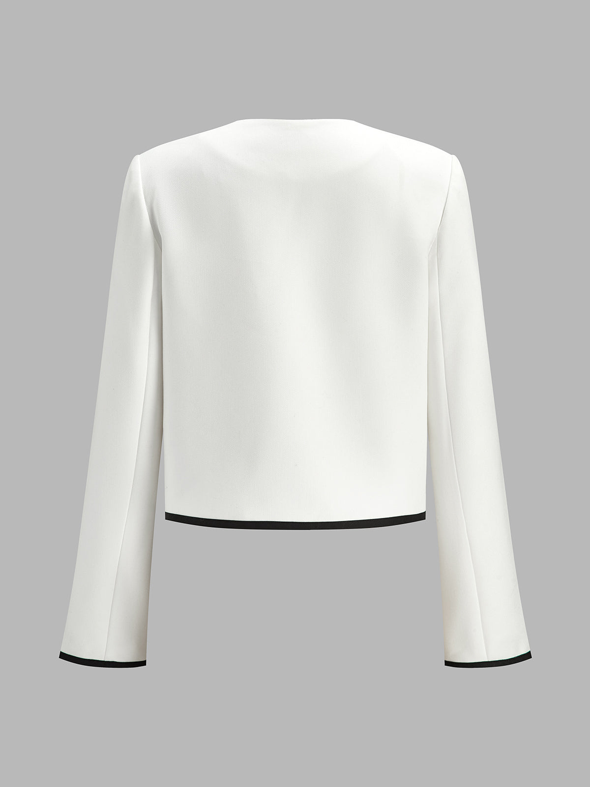 Contrast Trim Diagonal Button Cropped Blazer