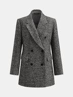 Herringbone Double Breasted Wool Blend Blazer