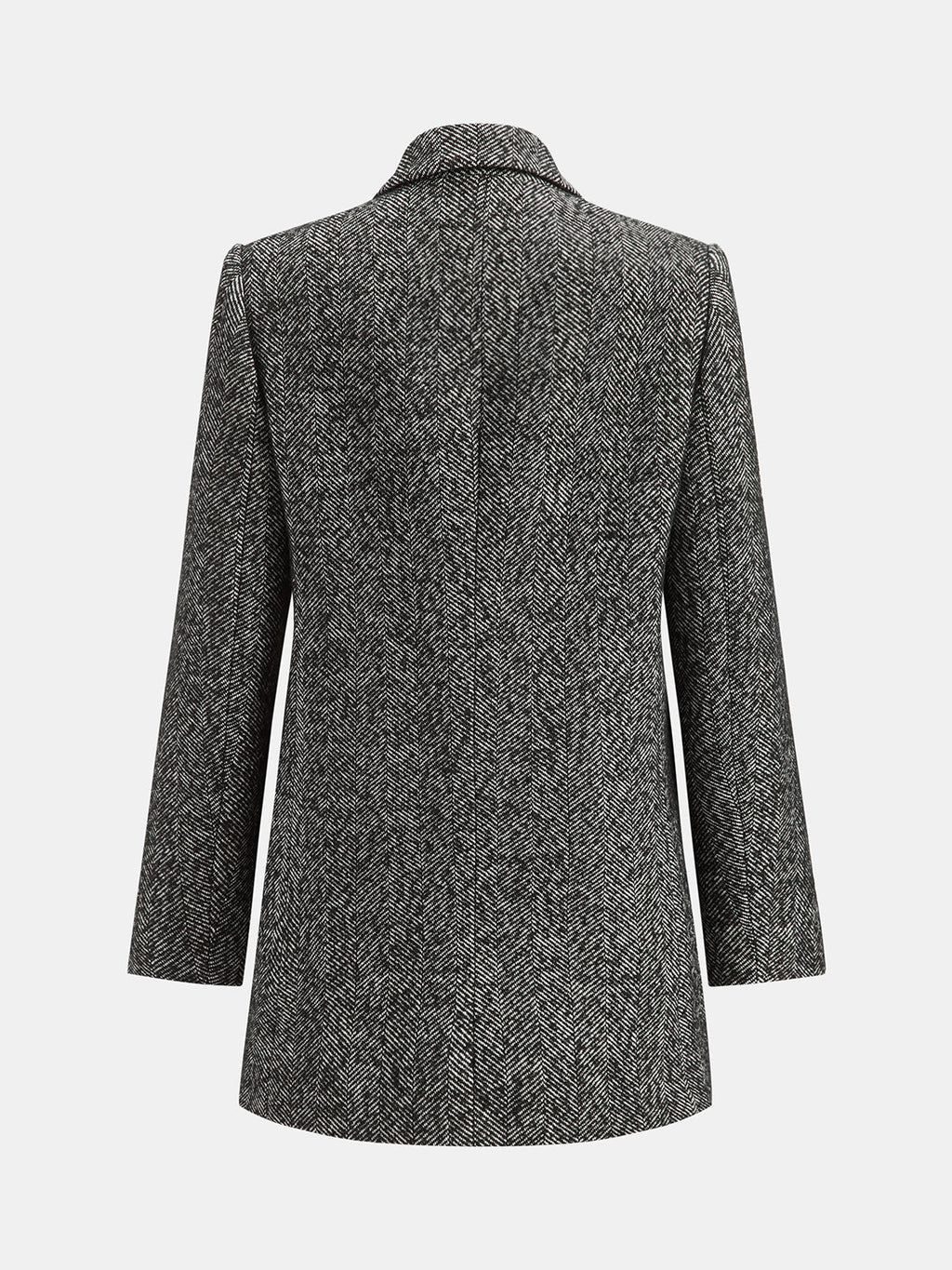 Herringbone Double Breasted Wool Blend Blazer