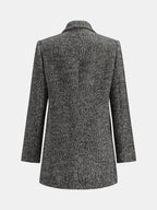 Herringbone Double Breasted Wool Blend Blazer
