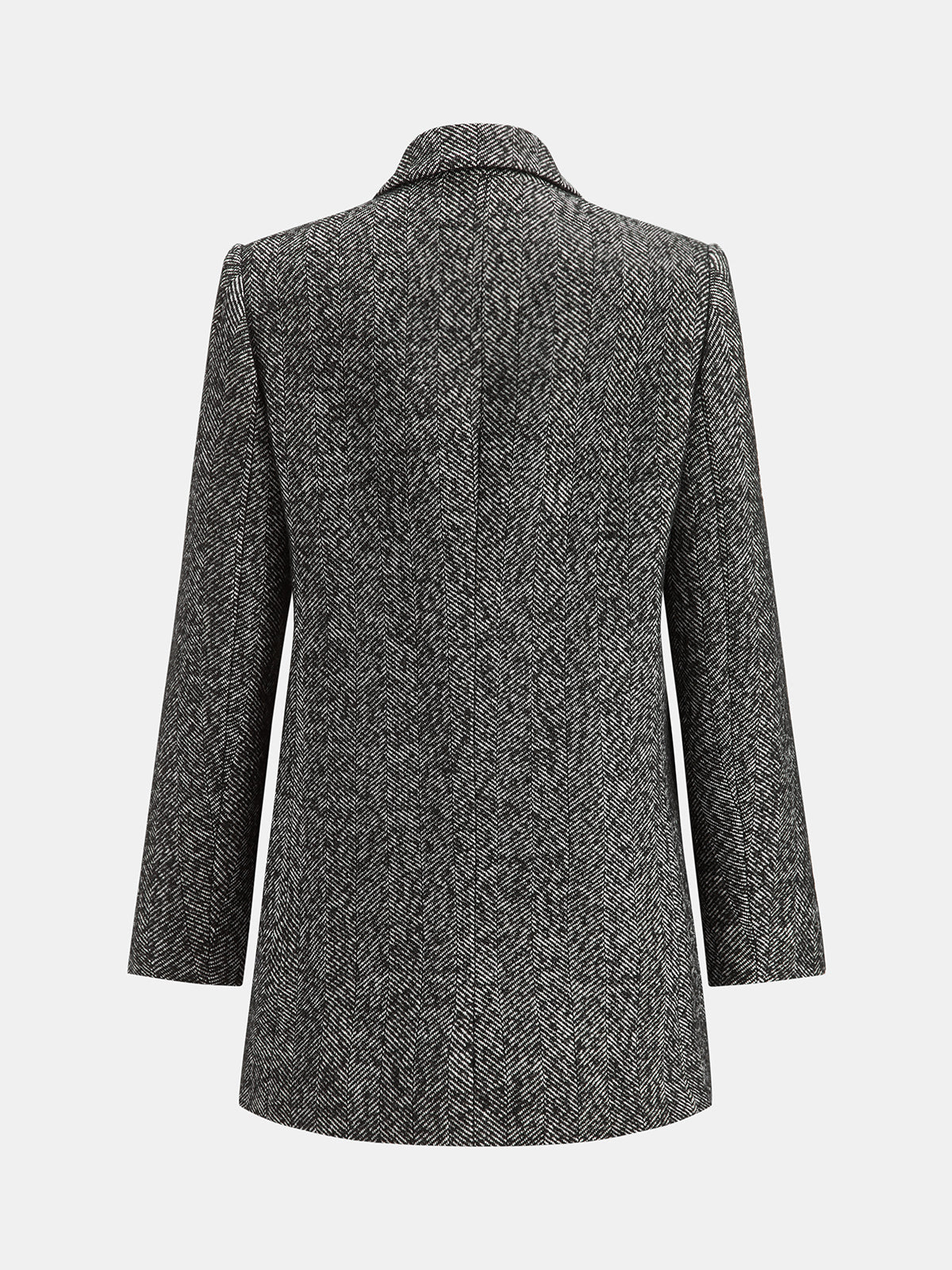 Herringbone Double Breasted Wool Blend Blazer