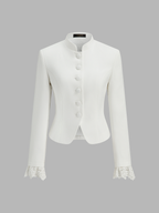 Lace Cuff Stand Collar Fitted Jacket