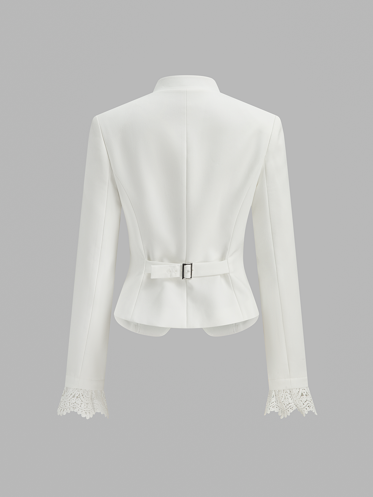 Lace Cuff Stand Collar Fitted Jacket