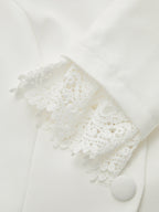 Lace Cuff Stand Collar Fitted Jacket