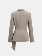 Tie-Waist Lapel Wrap Blazer