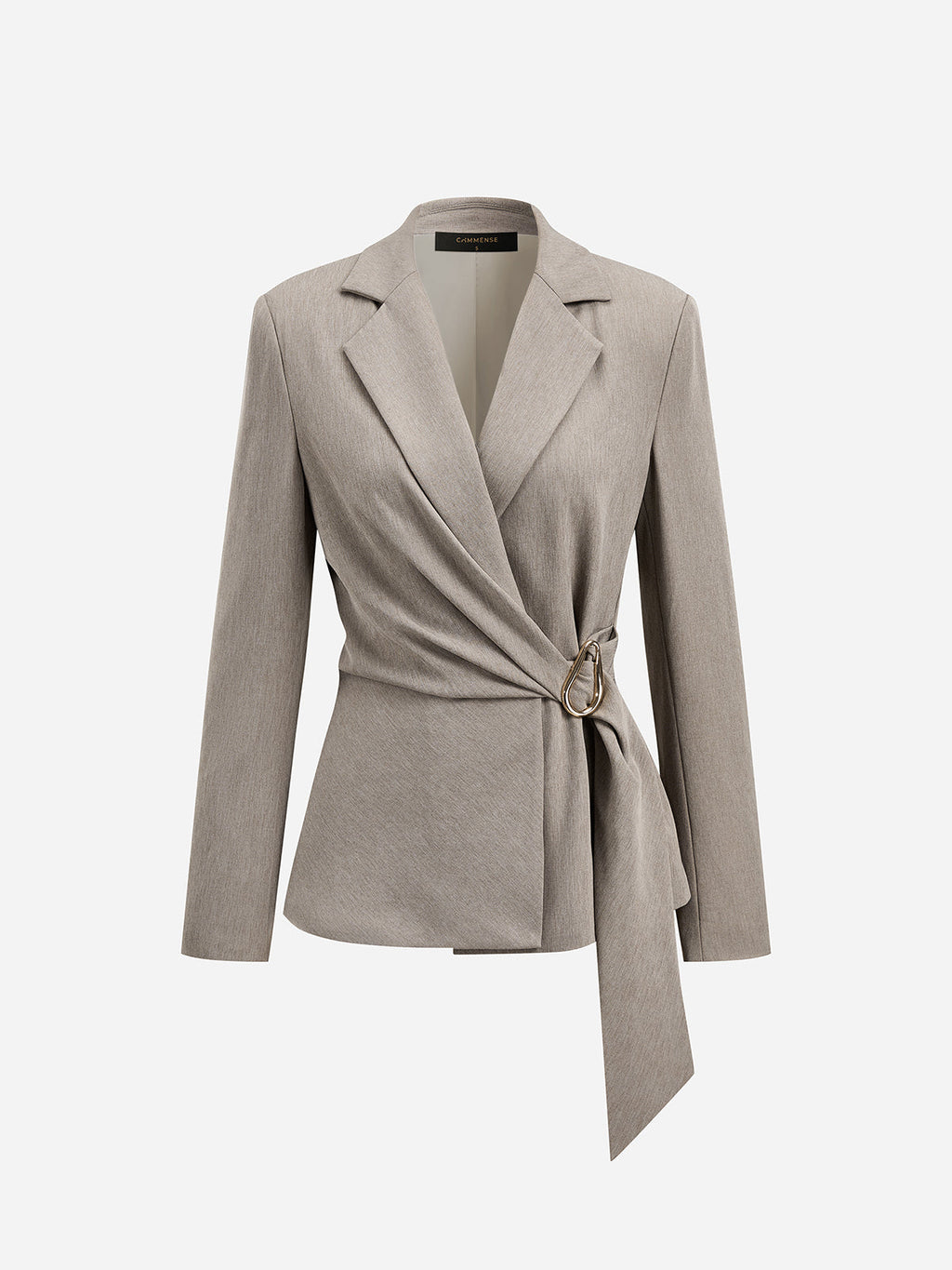 Tie-Waist Lapel Wrap Blazer