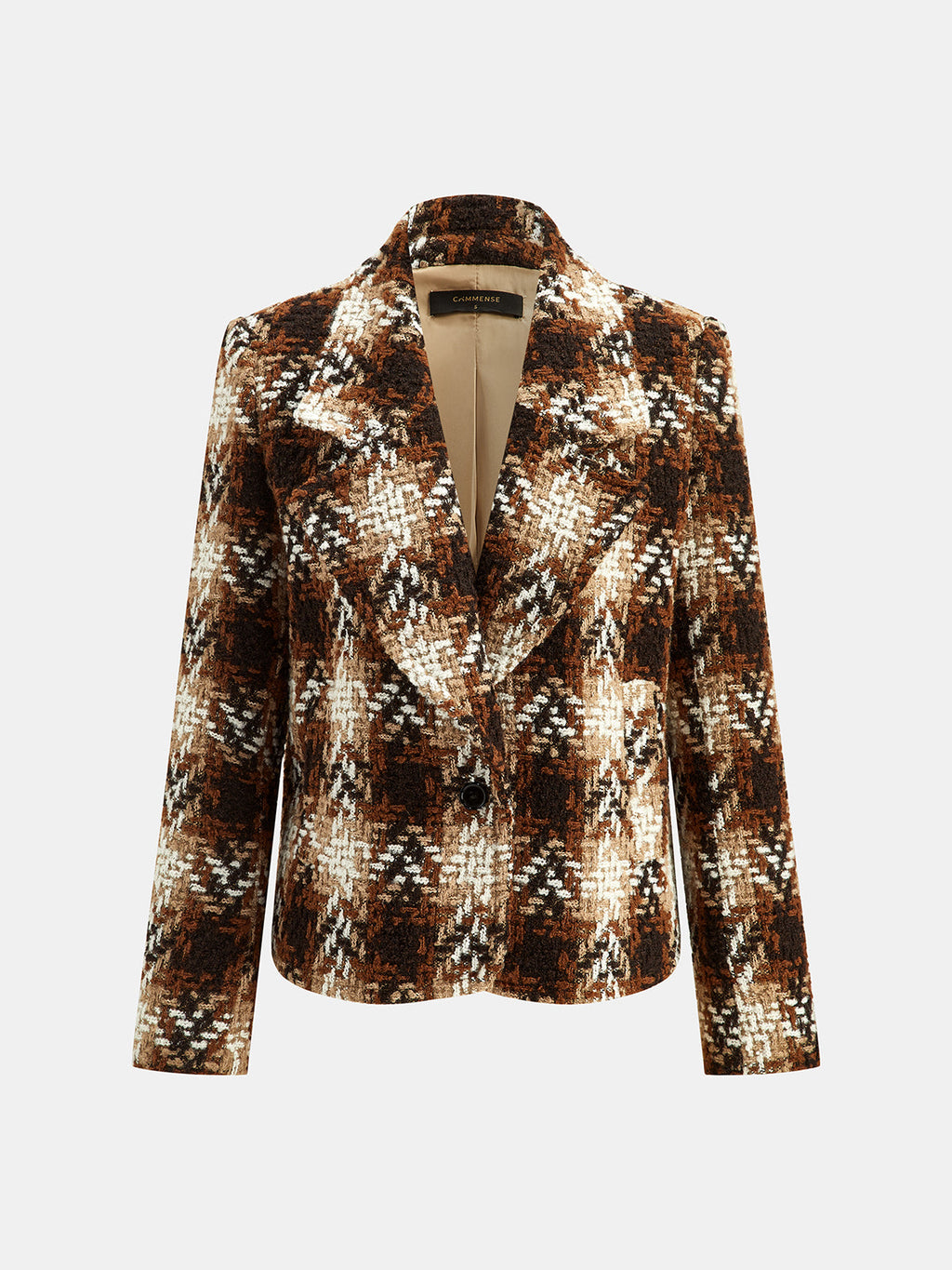 Houndstooth Wool Blend Tweed Blazer