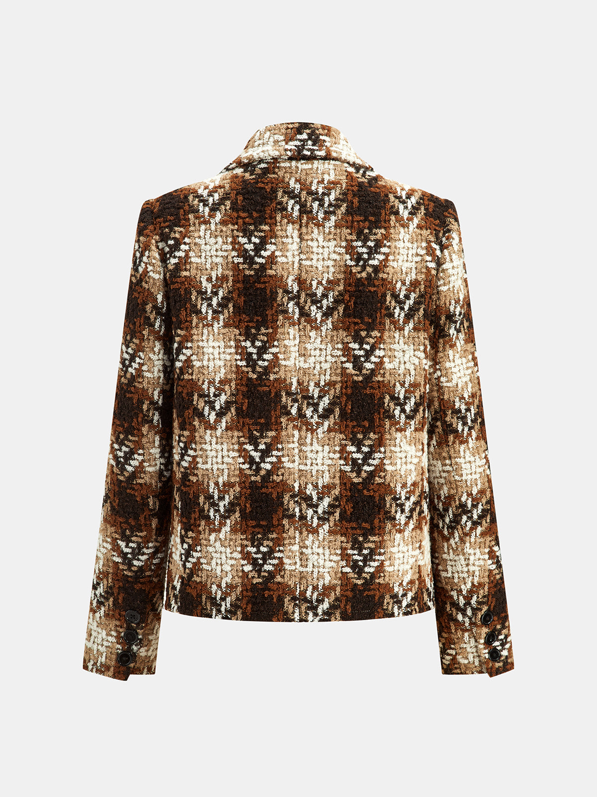 Houndstooth Wool Blend Tweed Blazer